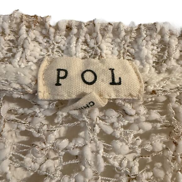 POL open knit cream long sleeve sweater size M pit-to-pit 24-29 Length-23.5 - Picture 4 of 7